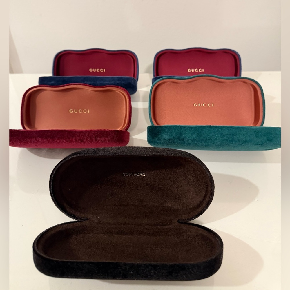 Gucci & Tom Ford Velvet 5 Glasses Cases - Burgundy, Teal, Navy, Brown
